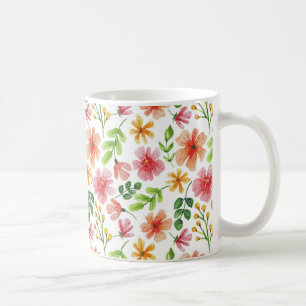 Waterverf Roze Bloemen Patroon Koffiemok