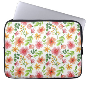 Waterverf Roze Bloemen Patroon Laptop Sleeve