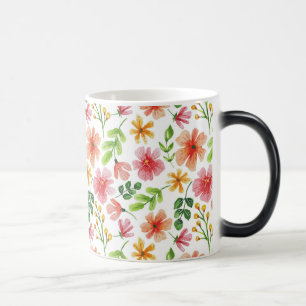 Waterverf Roze Bloemen Patroon Magische Mok