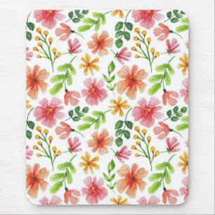 Waterverf Roze Bloemen Patroon Muismat