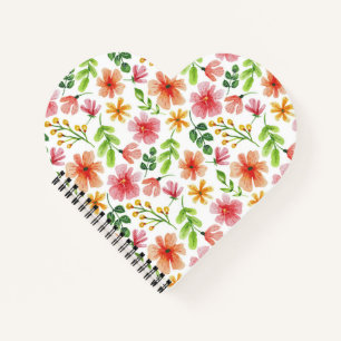 Waterverf Roze Bloemen Patroon Notitieboek