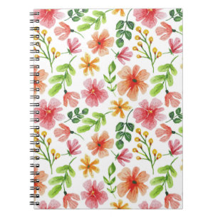 Waterverf Roze Bloemen Patroon Notitieboek