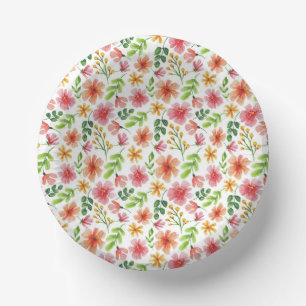 Waterverf Roze Bloemen Patroon Papieren Kommen