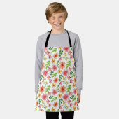Waterverf Roze Bloemen Patroon Schort (Gedragen)