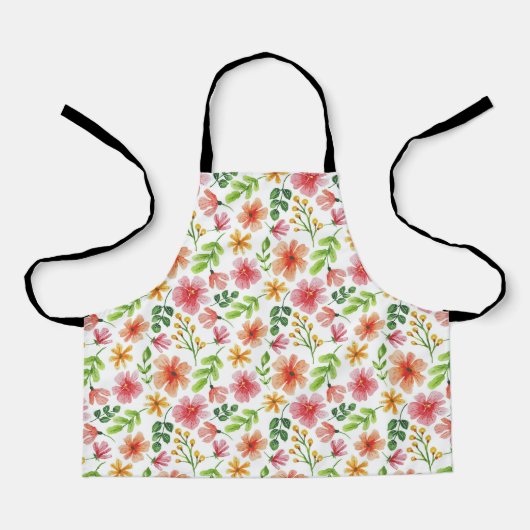 Waterverf Roze Bloemen Patroon Schort (Voorkant)