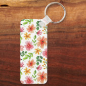 Waterverf Roze Bloemen Patroon Sleutelhanger (Achterkant)