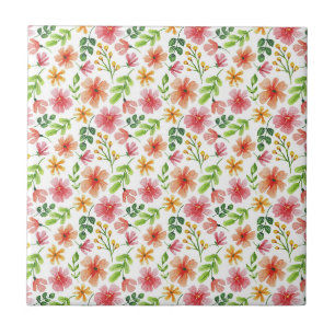Waterverf Roze Bloemen Patroon Tegeltje