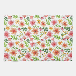 Waterverf Roze Bloemen Patroon Theedoek