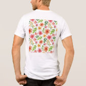 Waterverf Roze Bloemen Patroon Tri-Blend Shirt (Achterkant)
