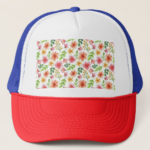 Waterverf Roze Bloemen Patroon Trucker Pet