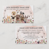 Waterverf Roze Bloemen Pet Sitter Walker honden Visitekaartje (Voorkant / Achterkant)