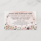 Waterverf Roze Bloemen Pet Sitter Walker honden Visitekaartje (Achterkant)
