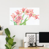 Waterverf Roze bloemen Poster (Thuiskantoor)
