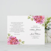 Waterverf roze bloemen programma. Floral bruiloft (Staand voorkant)