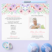 Waterverf roze bloemen - Programma van de begrafen Flyer (Enkel)
