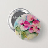 Waterverf Roze Bloemen Ronde Button 5,7 Cm (Voorkant /achterkant)