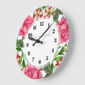 Waterverf Roze bloemen - Ronde cirkel Grote Klok (Hoek)