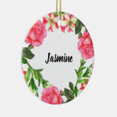 Waterverf Roze bloemen - Ronde cirkel Keramisch Ornament (Rechts)