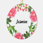 Waterverf Roze bloemen - Ronde cirkel Keramisch Ornament (Links)