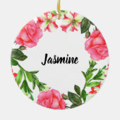 Waterverf Roze bloemen - Ronde cirkel Keramisch Ornament (Achterkant)