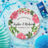 Waterverf Roze bloemen - Ronde cirkel Papieren Bordje (Feest)