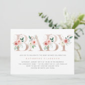 Waterverf Roze Bloemen Roos Goud Baby shower Kaart (Staand voorkant)