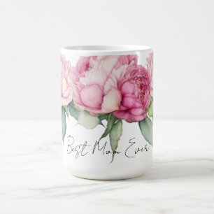 Waterverf roze bloemen roze pioenen rozen Mom Koffiemok