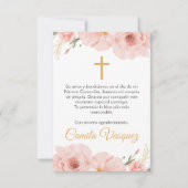 Waterverf Roze Bloemen Schattige Eerste Communie Bedankkaart (Voorkant)