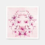 Waterverf Roze Bloemen Servetten (Voorkant)