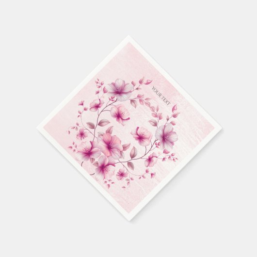 Waterverf Roze Bloemen Servetten (Hoek)