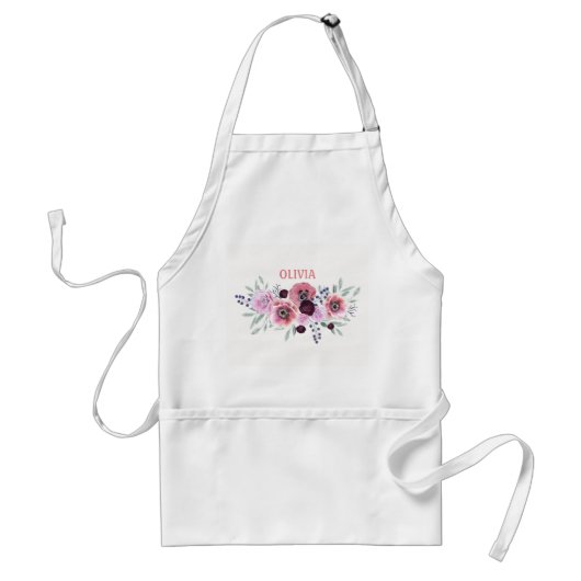 Waterverf roze bloemen standaard schort (Voorkant)
