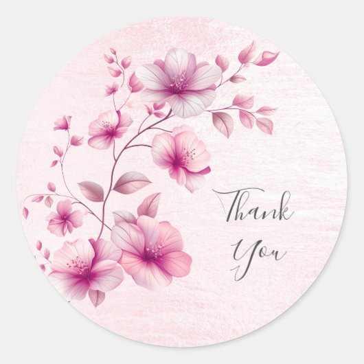 Waterverf Roze Bloemen Sticker (Voorkant)