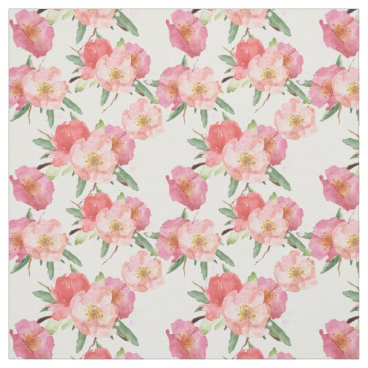Waterverf  roze bloemen stof (Swatch)