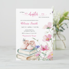 Waterverf Roze Bloemen Storybook Baby shower Kaart