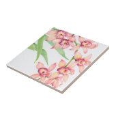 Waterverf Roze bloemen Tegeltje (Zijkant)