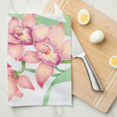 Waterverf Roze bloemen Theedoek (Quarter Fold)