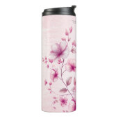 Waterverf Roze Bloemen Thermische Tumbler Thermosbeker (Gedraaid links)