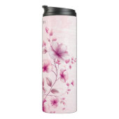 Waterverf Roze Bloemen Thermische Tumbler Thermosbeker (Geroteerd rechts)