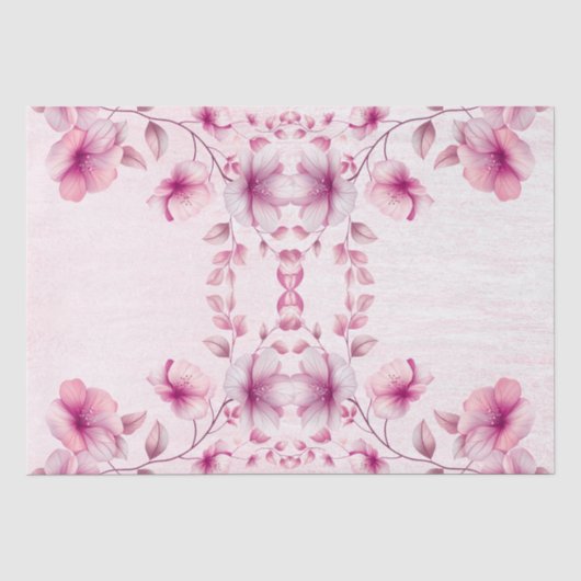 Waterverf Roze Bloemen Tissuepapier (Voorkant)