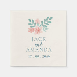 Waterverf Roze Bloemen Trouwdecoratie Servet