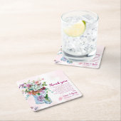 Waterverf Roze Bloemen Trouwen Bedankt Bericht Kartonnen Onderzetters (Insitu)