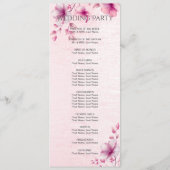 Waterverf Roze Bloemen Trouwprogramma Programmakaart (Achterkant)