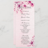 Waterverf Roze Bloemen Trouwprogramma Programmakaart (Voorkant / Achterkant)