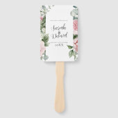 Waterverf Roze Bloemen Trouwprogramma's Handwaaier (Voorkant)