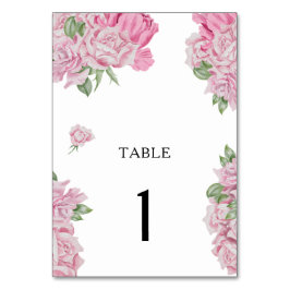 Waterverf Roze Bloemen - Trouwtafel nummer Kaart