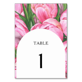 Waterverf Roze Bloemen - Trouwtafel nummer Kaart