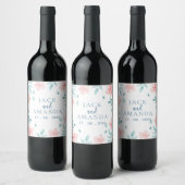 Waterverf Roze Bloemen Trouwwijn Fles Label Wijn Etiket (Flessen)