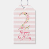 Waterverf Roze Bloemen TWEE 2e Verjaardag Cadeaulabel (Voorkant)