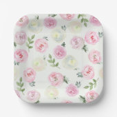 Waterverf Roze Bloemen Verjaardag of Bruiloft Bord (Voorkant)