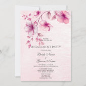 Waterverf Roze Bloemen Verloving Uitnodiging (Voorkant)